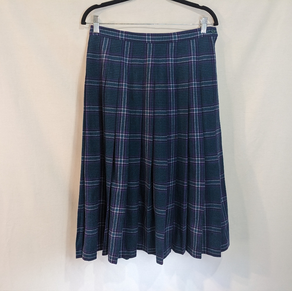 Pendleton Navy and Purple Plaid Midi Skirt